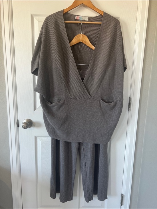 Free People Pants - Free People Beach Jaclyn Sweater Set XL Gravel Knit Lounge Set